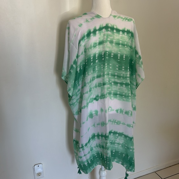 NWT Green Tie Dye Draped Kimono - Picture 5 of 7